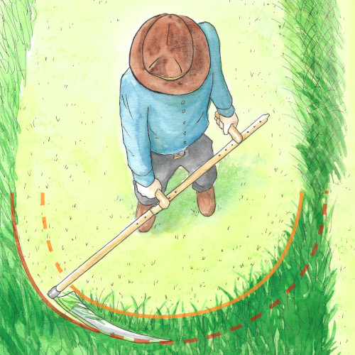 Découvrez comment la lame dessine un cercle sur le sol. Adoptez de bons gestes de fauchage, fluides et bien coordonnés, respirez dans la cadence.. Tout cela rend le fauchage agréable et efficace …